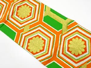 アンティーク　重ね亀甲に花模様織り出し袋帯（着用可）